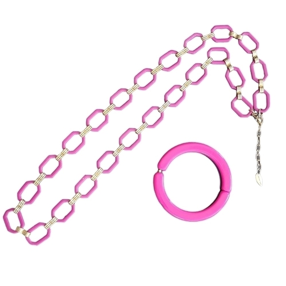 COLDWATER Creek Purple Pink linked Nevklace with Matching Bracelet - Picture 2 of 6